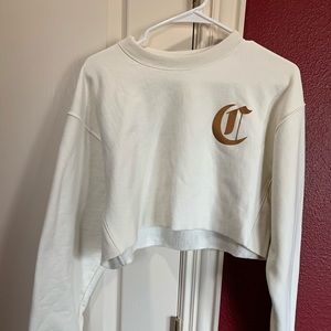 White champion crop sweater.